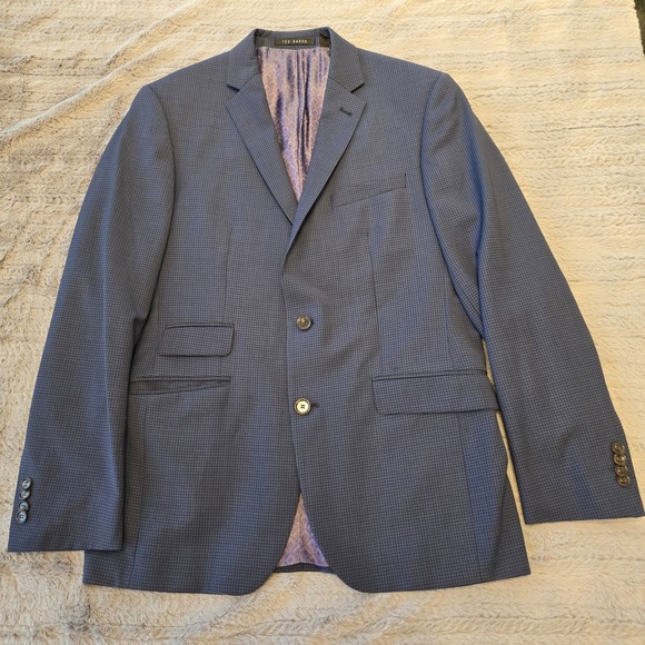 Ted Baker Other - Ted Baker London Joey C Mens 40 Blue Micro Check Wool Blazer Jacket Sport Coat